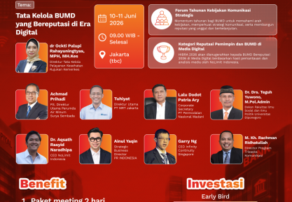 Jangan Lewatkan Forum Kebijakan Komunikasi Strategis dan HUMAS INDONESIA BUMD Reputation Awards 2026
