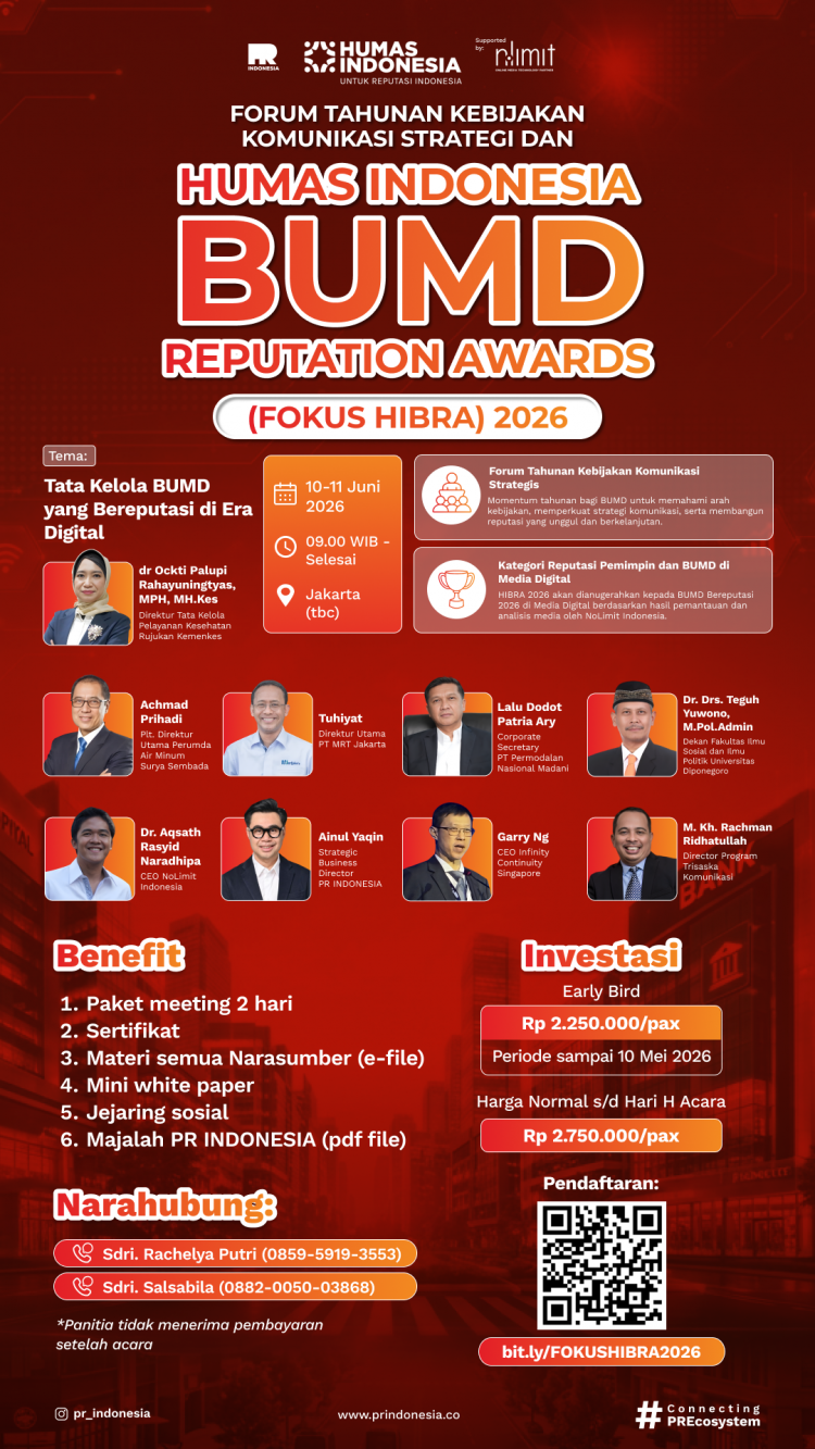 Jangan Lewatkan Forum Kebijakan Komunikasi Strategis dan HUMAS INDONESIA BUMD Reputation Awards 2026